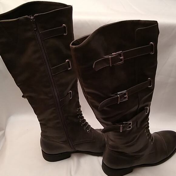 Rebel gray buckle/tie/zipper boots size 8 - Picture 1 of 9